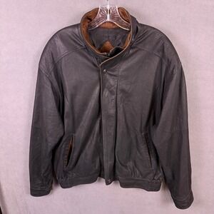 VTG Remy Leather Bomber Jacket Mens 40 Black Full Zip Blouson USA Made Academia